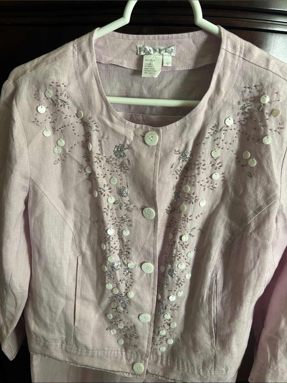 SPANNER Pale Pink Embellished Button Front Jacket